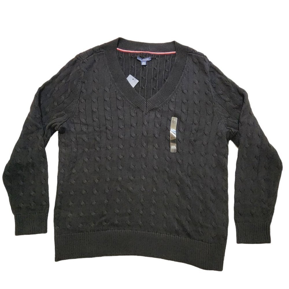 Tommy Hilfiger Men's V-Neck Cable Knit Long‎ Sleeve Sweater Size XXL